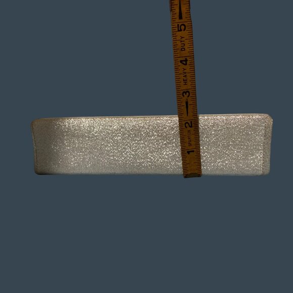 Vintage Elegant Metallic Silver Clutch Bag With Chain Strap Evening Handbag - Picture 8 of 9